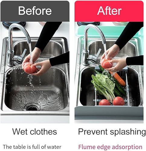 Barrière anti-éclaboussures en silicone pour évier de cuisine, comptoir d'évier, barrière d'eau, lavable et réutilisable, protection contre les éclaboussures pour salle de bain (blanc) - Nail Gallerys