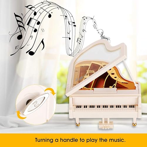 Wakects Boîte à Musique pour Danseuse de Piano - Boîte à Musique mécanique Automatique - pour Filles - pour collectionneurs - Boîte à Musique en Bois à remonter en Forme de Piano - Nail Gallerys