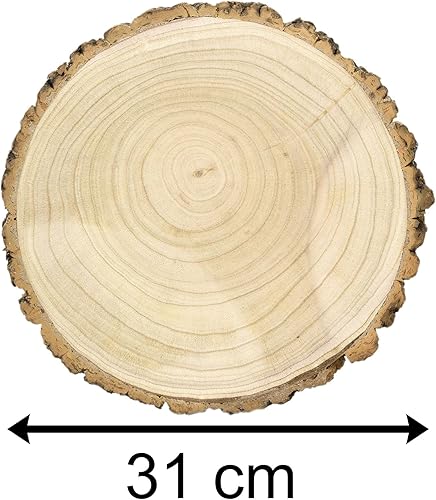 Carousel Home Présentoir à gâteaux en bois rustique en forme de tronc d'arbre de 31 cm | Grand plateau de présentation rond pour gâteau d'anniversaire de mariage | Plateau de service - Nail Gallerys