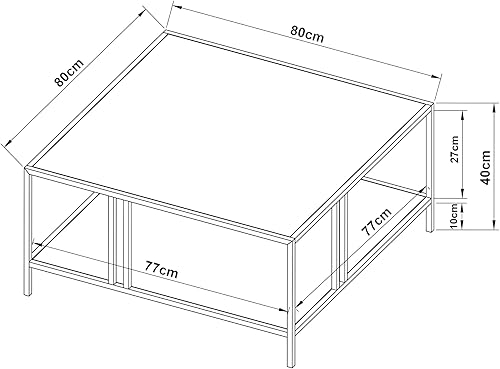 [en.casa] Table Basse de Salon Style Industriel Table d'Appoint Design avec Espace de Rangement pour Salle de Séjour Chambre Bureau Métal 40 x 110 x 55 cm Noir - Nail Gallerys