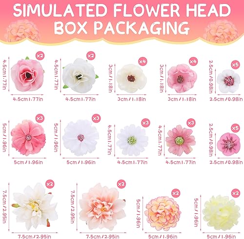 MICHIHOMIE 42 Pièces Fleurs Artificielles, Fausse Fleur avec 14 Styles, Fleurs Artificielles Deco pour DIY Scrapbooking Mariage Gâteau Fête Jardin Artisanat - Nail Gallerys