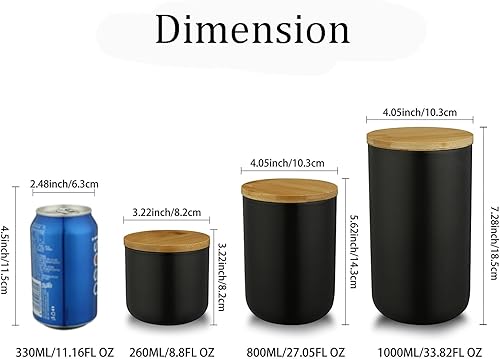 Boîte de rangement alimentaire en céramique hermétique avec couvercle en bambou scellé pour thé, sucre, café, noix, épices (blanc, 260 ml) - Nail Gallerys