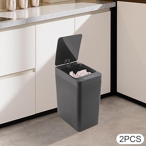 YESTAIM Lot de 2 poubelles à capteur automatique - 20 l - Pour cuisine, salle de bain - Avec couvercle automatique - Pour chambre à coucher, salon, espace étroit - Noir - Nail Gallerys