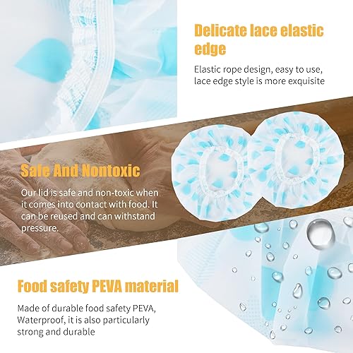 YiliYa 8 Couvercles de Bol Réutilisables, couvercles en Tissu Extensible pour Bols, Couvercles en Tissu Imperméables pour Le Bol à Salade en Verre, Le Pot, Les Melons, la Bordure Élastique, 28cm - Nail Gallerys