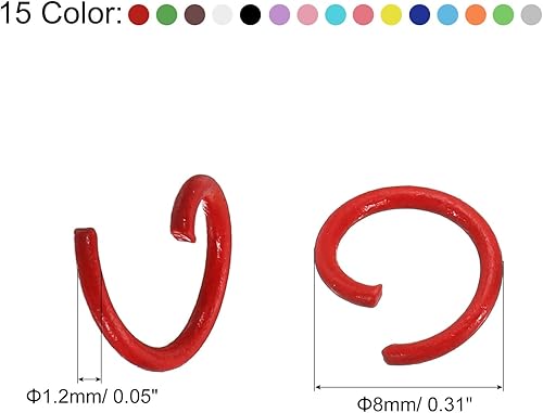 QUARKZMAN 100Pcs Anneaux de Jonction Ouverts, 8mm, Connecteurs Colorés en Forme de O pour la Création de Bijoux, Bracelets, Colliers, 1 Ensemble de Couleurs Multiples - Nail Gallerys