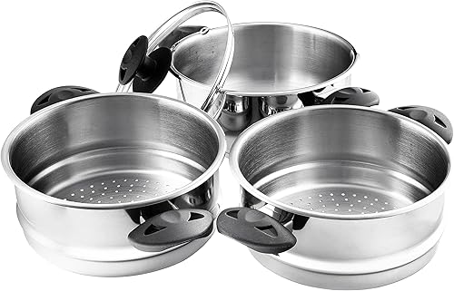 Stainless Steel Collection Cuiseur Vapeur 3 étages en Acier Inoxydable 20 cm - Nail Gallerys