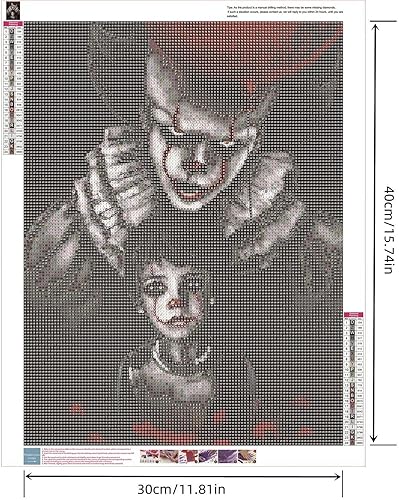 YSCOLOR Diamond Painting Complet Tour 5D DIY Diamant Peinture Crâne Homme Horreur Clowns Et Bébé Point De Croix Mosaïque Couture Diamant Broderie 30X40Cm - Nail Gallerys