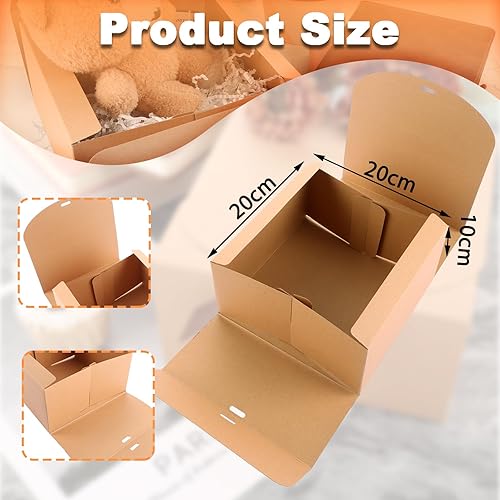 CYEER Lot de 20 boîtes cadeaux en papier kraft vintage avec ruban pour cadeaux, fête, mariage - 20 x 20 x 10 cm - Nail Gallerys