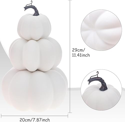 Gresorth 29cm Artificiel Orange Citrouille Tour Décoration Faux Automne Récolte Légume Affichage Réalisme Empilés Mousse Ornement Accueil Tableau Étagère - Nail Gallerys