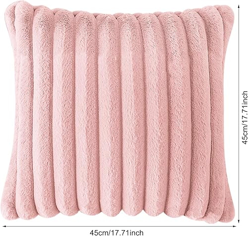 Housse de Coussin, Taies d'oreiller Artificielle Douce Fourrure Housse de Coussin Décoration pour Canapé Canapé Housse d'oreiller DéCorative CarréEs pour Le Lit DéCoration 45x45 cm (Blanc) - Nail Gallerys