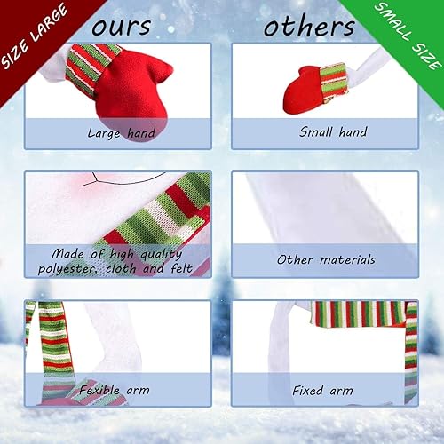 KAHEIGN Cimier d'arbre de Noël, 37CM Grand Bonhomme de Neige Chapeau Haut de Sapin de Noël avec Long Écharpe à Rayures de 53CM et Bras pour Maison Noël Vacances Hiver Fête Décor Bureau Ornements - Nail Gallerys