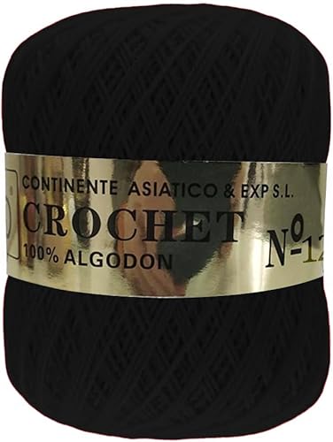 Fil de coton n°12 (100 %) Écheveau de fil de 80 g, laine pour crochet, tricot, travaux manuels, couture, crochet, amygurumis, bricolage, (3, noir) - Nail Gallerys
