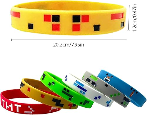 GWAWG 128Pcs Mineurs Jeu Party Pack Remplissage, Porte-clés Autocollants en Caoutchouc pour Jeux d'Argent, Bracelets à Clapet pour Enfants et Adultes - Nail Gallerys