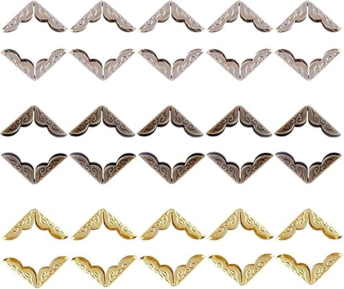 SDFAA 120 Pièces Coin Livre Vintage, Album Photo Coins Décorations, Protecteurs Coin Livre Bronze, Coin Protection Album Photo en Bronze Décoratif Vintage, Album Photo, Livres (3 Modèles) - Nail Gallerys