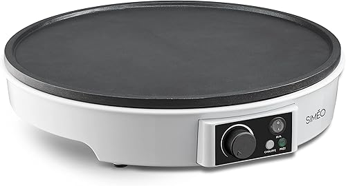 Siméo - Crêpière Électrique CRE245 - Cuisson Homogène, Revêtement Anti-Adhésif, Thermostat Réglable - Appareil à Crêpes Sucrées ou Salées - Blanc, 7 x ∅30 cm - Nail Gallerys