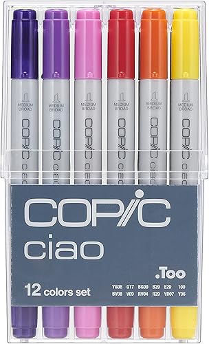 Copic marqueurs Ciao Pochette de 12 couleurs spécial manga (Import Royaume Uni) - Nail Gallerys