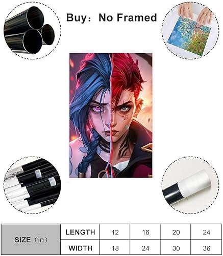 fsgfod Poster Arcane Vi et Jinx sur toile pour décoration de chambre à coucher, bureau, chambre, cadeau 30 x 45 cm - Nail Gallerys