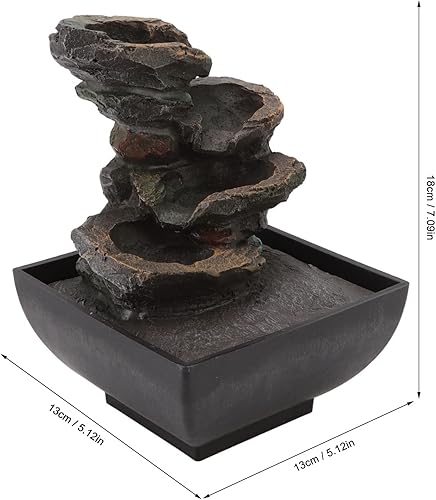 Mini Fontaine de Table, Fontaine Cascade à 4 Niveaux, Fontaines d'eau de Bureau Colorées à LED pour la Décoration de Bureau à Domicile(#1) - Nail Gallerys