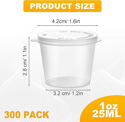 LOPYXBR Lot de 300 petites boîtes en plastique de 25 ml avec couvercle - Réutilisables - Avec couvercle - Petites boîtes en plastique pour sauces, sauces, épices, salades de ketchup, passent au - Nail Gallerys