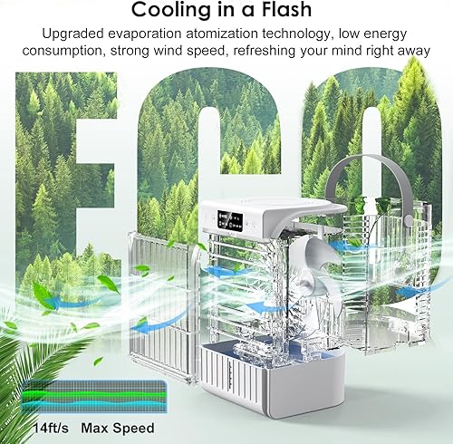 Climatiseur Mobile, 1500ML Climatiseurs Portables Silencieux, 4 en 1 Refroidisseur d'air Climatiseur, 4 Vitesses, 7 Colorées, 2/4/6H Minuteur, Mini Climatiseur pour la Maison et Cuisines - Nail Gallerys