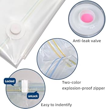 RONAN. Lot de 6 sacs de rangement sous vide pour vêtements 60 x 80 cm - Sacs vides pour vêtements - Économie d'espace - Sacs de rangement pour vêtements - Pompe à main - Nail Gallerys