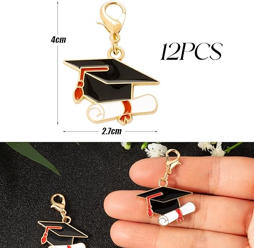 12pcs Porte-Clés Chapeau de Graduation Porte clef de Remise de Diplôme Pendentif en Alliage Fin d'Études Porte-Clés de Souvenirs Cadeaux de Félicitations d'Obtention du Diplôme Pour Garçons Filles - Nail Gallerys