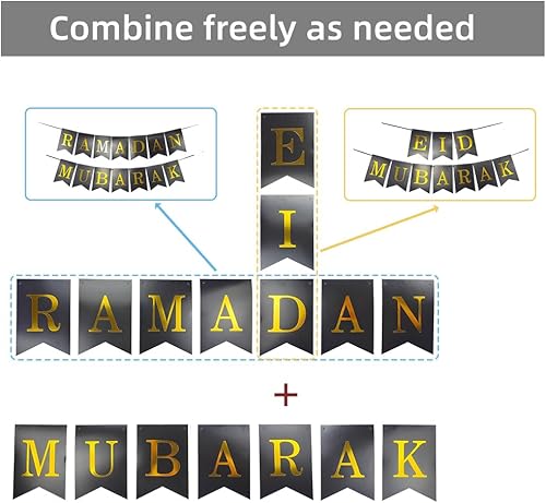 Décorations réutilisables de qualité supérieure pour l'Aïd, décorations du Ramadan pour la maison, décorations de l'Aïd Mubarak, bannière multi-occasions pour le Ramadan, croissant de lune et - Nail Gallerys