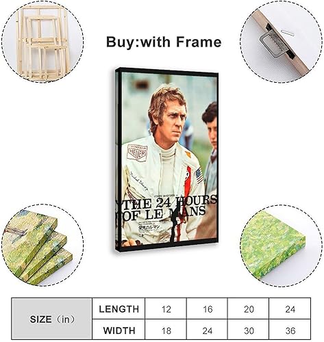 KBGDFSDF Poster sur toile Steve McQueen King Of Cool 24 Hours Of Le Mans - Décoration de chambre à coucher - 50 x 75 cm - Nail Gallerys