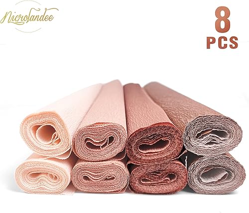 NICROLANDEE Lot de 8 rouleaux de papier crépon or rose de qualité supérieure pour emballage cadeau, loisirs créatifs, anniversaire, mariage, fleurs, 50,8 cm de large et 2 m de long, 4 couleurs - Nail Gallerys