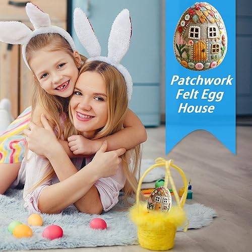 Kit d'artisanat d'oeufs de Pâques en feutre, kit d'oeufs en feutre patchwork,Pâques d'oeuf de Pâques Fournitures d'artisanat | Décor de bureau de maison de poussin avec forfait et instructions de maté - Nail Gallerys