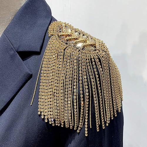 VALICLUD 1 Paire Épaulette En Strass Chaîne Dépaule à Bijoux D'épaule Rock Pour Pompon Doré Épaulettes Militaires Épaulette Homme Épaulette à Pompon Hommes Et Femmes Décorer Gland - Nail Gallerys