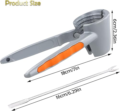 Casse Noix, Casse Noix et Noisettecasse avec Manche en Silicone Antidérapant, Pince à Noix en Métal, Casse Noisette, Noix Pinces, pour Aux Noix, Noisettes, Amandes ou Autres Écrous (Gris+Orange) - Nail Gallerys