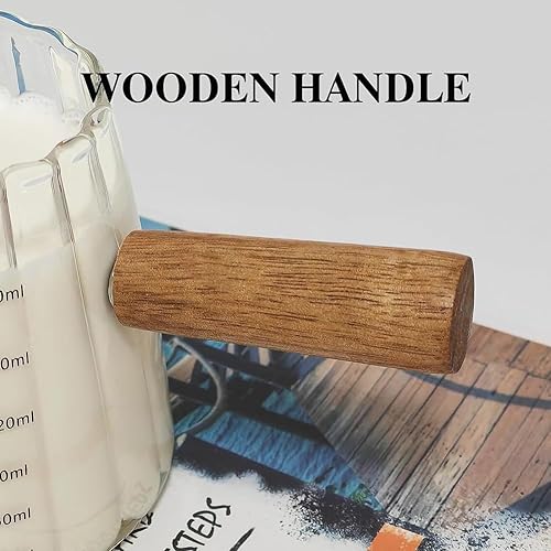 Pluuttiem Accessoire pour , pichet mousseur à lait, verre doseur en verre, verre à liqueur avec poignée en bois, 170 ml, 1 pièce - Nail Gallerys