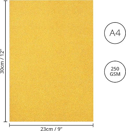 Belle Vous Lot de 24 Papier Doré Cartonné A4 250g/m² -Papier Or pour Projets de Scrapbooking et Emballage - Carton Rigide pour Creation Artisanale, Fête, Cadeaux - Nail Gallerys