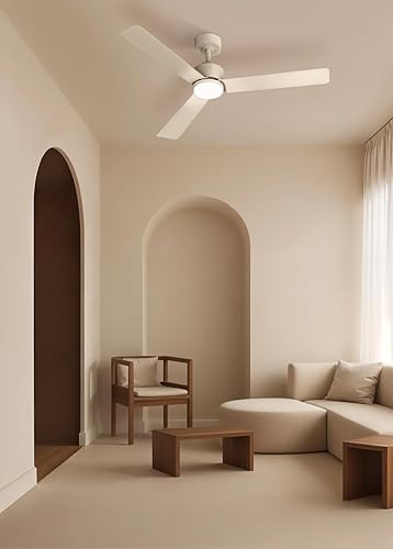 CREATE / WIND MODERN L/Ventilateur de plafond avec lumière blanc bois clair avec Wifi et télécommande / 40W, Lumière LED 3 températures, Ø152 cm, programmable, 6 vitesses, fonction été-hiver. - Nail Gallerys