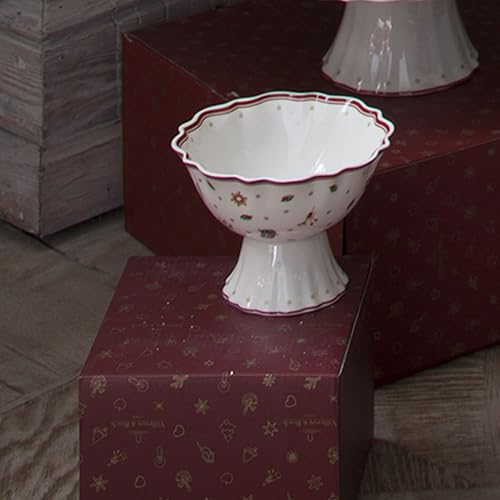 Villeroy & Boch Toy's Delight Bol à dessert sur pied, Porcelaine Premium, Blanc/Rouge - Nail Gallerys