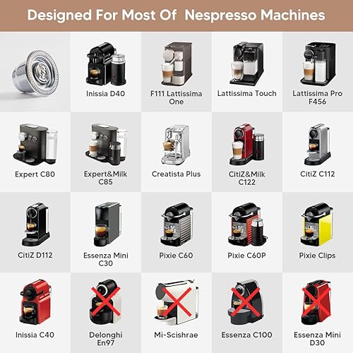 BENFUCHEN Capsule à café réutilisables rechargeables espresso Capsule réutilisables Pod en acier inoxydable compatibles avec les cafetières Nespresso OriginalLine (2 capsules) - Nail Gallerys