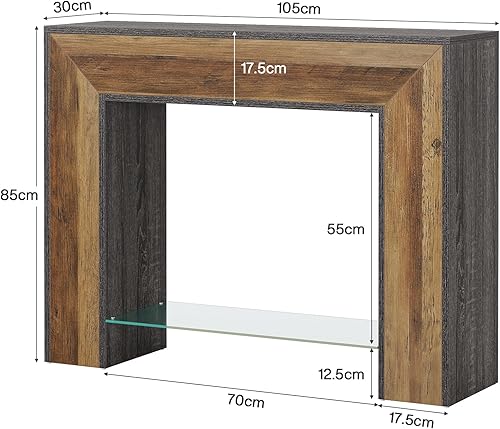 Tribesigns 105 cm Console Meuble, Meuble Console D'entrée avec étagère en Verre, Table D'entrée étroite, Support de Couloir pour Entrée, Salon, Marron et Noir - Nail Gallerys
