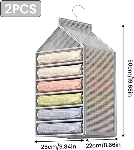 Minnhua 2 Pièces Rangement Suspendu, Rangement pour Vêtements et Penderies avec 6 Compartiments, Etagere Rangement Placard, Rangement Casier Vestiaire pour Pulls, Chemises et Pantalons (Blanc) - Nail Gallerys