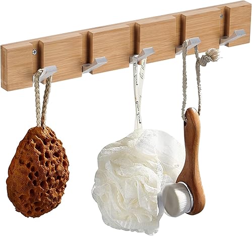 QILICZ Lot de 2 patères murales pliables en bambou avec 5 crochets pliants pour manteaux, chapeaux, écharpes, clés, porte-serviettes - Nail Gallerys