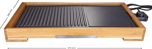 LITTLE BALANCE 8280 Happy Plancha Bambou - Plancha électrique 2 en 1 : Plancha et Grill - 1 seule plaque de cuisson - Tout type d'aliments - Puissance 2200 W - Bambou véritable - Nail Gallerys