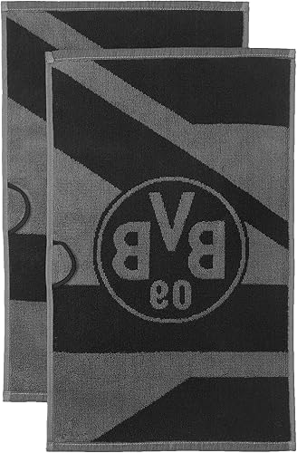 Borussia Dortmund BVB Lot de 2 Serviettes d'invité Gris/Noir - Nail Gallerys