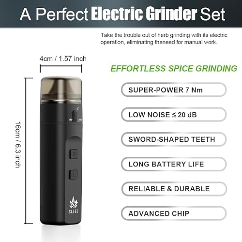 Grinder électrique,Grinder à épices électrique,Portable broyeur épices/pollen,Super Puissance 7 Nm,Broyage bidirectionnel sans blocage,Mouture rapide 1,5 g, Avec trémie,Bol,Tube Conique (noir) USB - Nail Gallerys