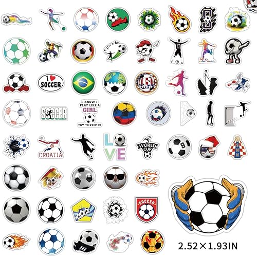 cobee Lot de 100 autocollants de football en vinyle imperméables pour bouteilles d'eau, cadeaux de football pour adolescent, autocollants esthétiques et tendance pour scrapbooking, ordinateur portable - Nail Gallerys