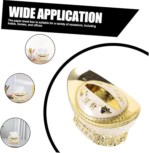 VOSAREA Distributeur De Mouchoirs Rond De Luxe Doré Et Blanc Boîte De Rangement pour Serviettes Dhôtel Étui De Rangement pour Décoration Intérieure - Nail Gallerys