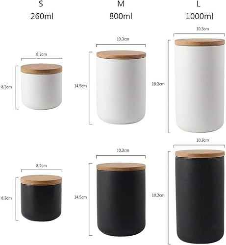 Girlove Boîte à café en céramique hermétique avec couvercle en bambou scellé pour boîte à café et thé Noir/260 ml - Nail Gallerys