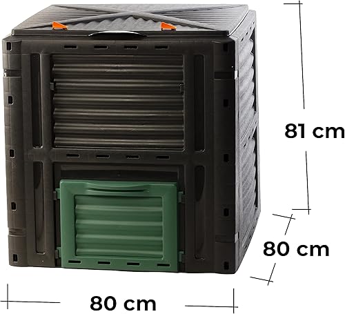 Composteur de jardin - 300 l - Composteur rapide avec couvercle à charnière et porte amovible - 83 x 61 x 61 cm - Fabriqué dans l'UE - 100 % recyclé - Nail Gallerys
