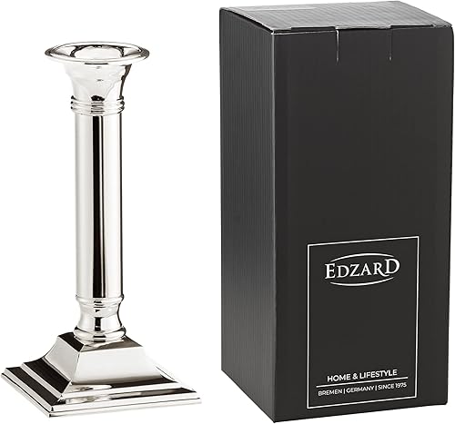 EDZARD Porte-Bougie Lincoln, argenté Noble, résistant au ternissement (19 cm) - Nail Gallerys