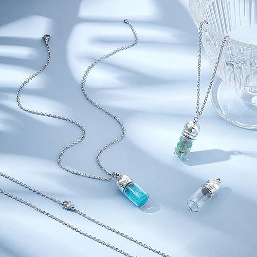 UNICRAFTALE 10ensemble Kit de Collier de Fiole en Verre Pendentif de Fiole en Verre Bouteilles de Souhaits Sablier Souvenir Commémoratif Support de Cendre de Crémation Conteneur de Mémoire pour Bijoux - Nail Gallerys