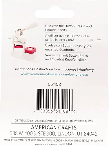 We R Memory Keepers Recharge carrée à Bouton Pression Badge, (Lot de 10), 31 mm - Nail Gallerys